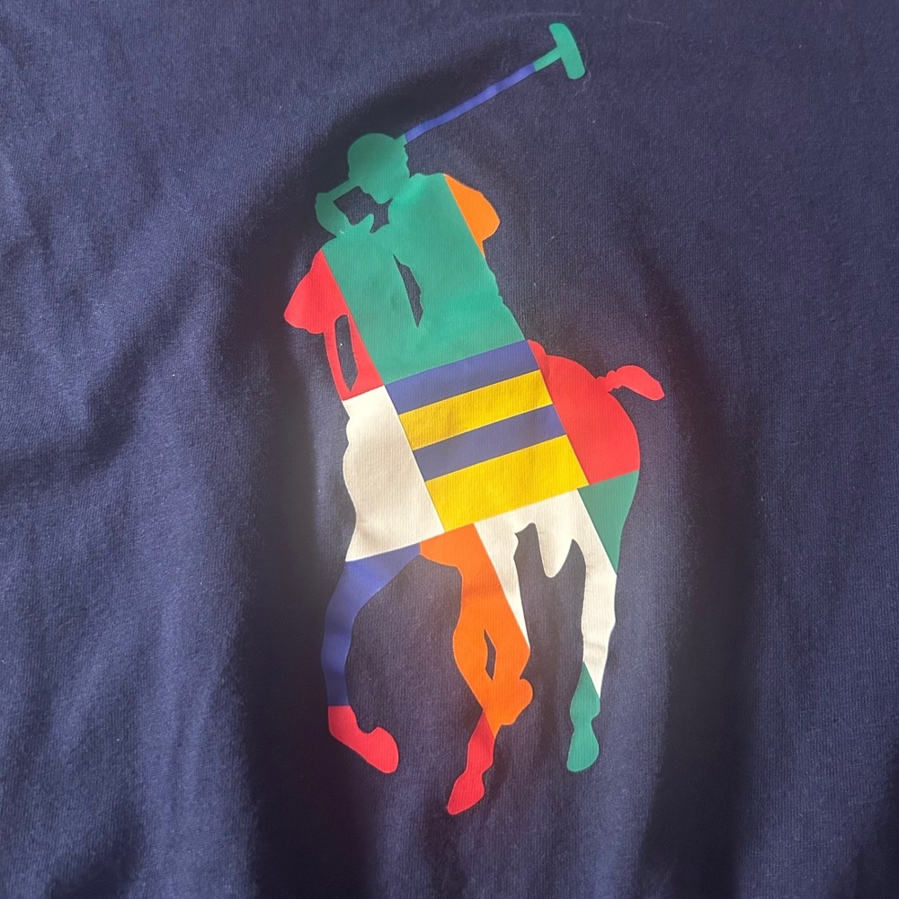 Polo Ralph Lauren Romper Kids XL 16 Navy Blue Big Pony Graphic Cotton Summer